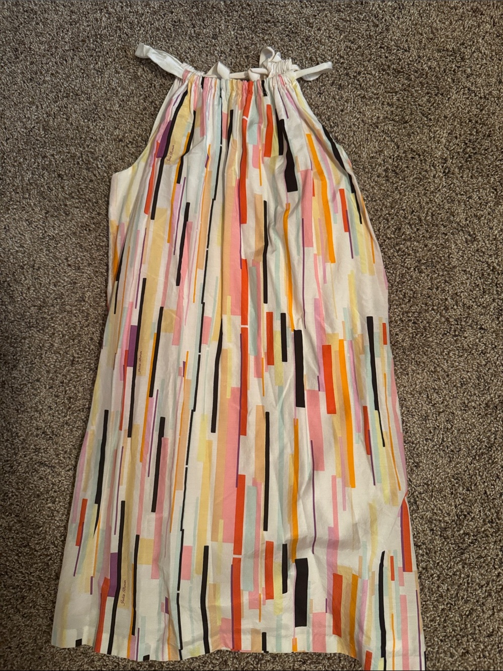 Sleeveless Halter Sundress in Multicolor Stripe Print